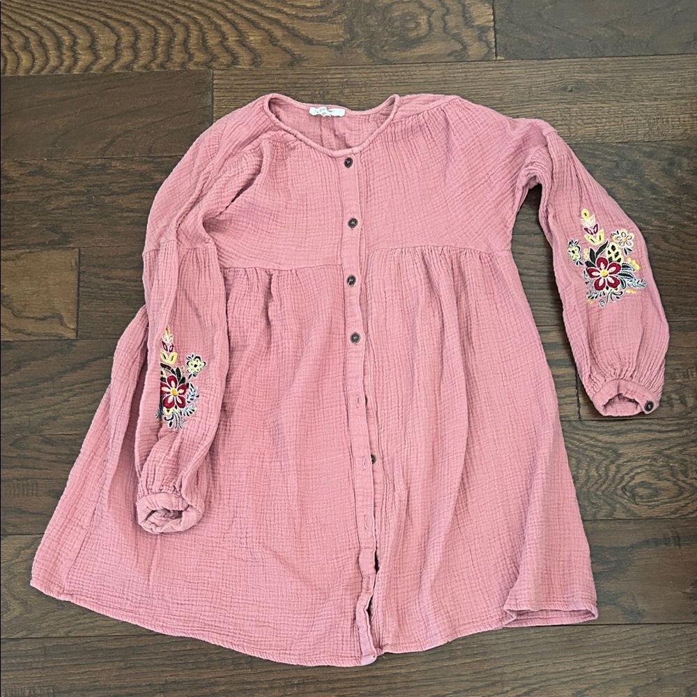 Jessica Simpson Mauve Kids Dress with Floral Embroidery
